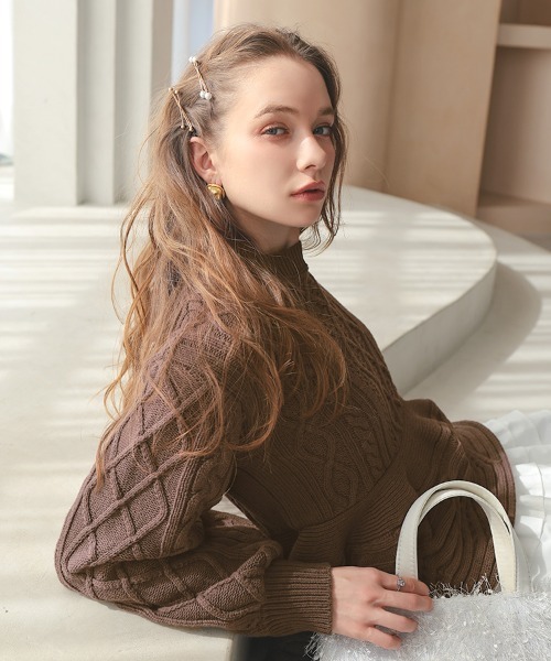 DONOBAN（ドノバン）の「ケーブルフレアニット（ニット/セーター・レディース・ブラック/グレー/ホワイト/ブラウン・ONE SIZE）」の17枚目の写真