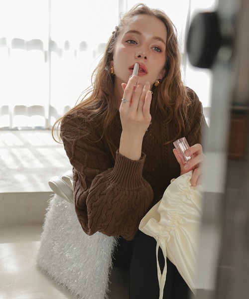 DONOBAN（ドノバン）の「ケーブルフレアニット（ニット/セーター・レディース・ブラック/グレー/ホワイト/ブラウン・ONE SIZE）」の19枚目の写真