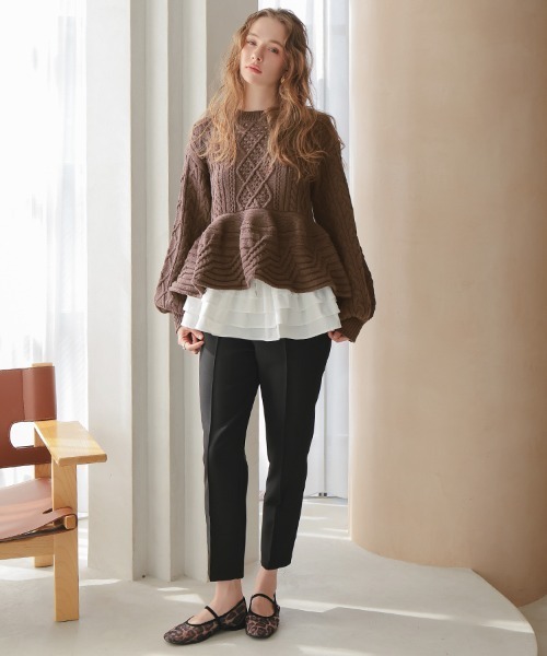 DONOBAN（ドノバン）の「ケーブルフレアニット（ニット/セーター・レディース・ブラック/グレー/ホワイト/ブラウン・ONE SIZE）」の20枚目の写真