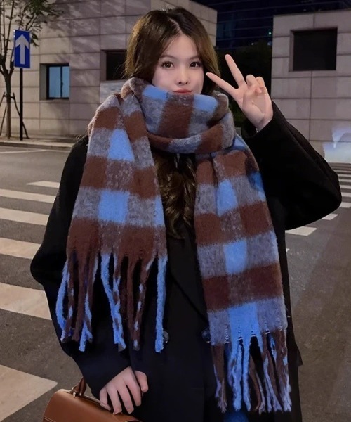 セール】チェック柄フリンジマフラー（マフラー）｜LAC-VERT（ラック