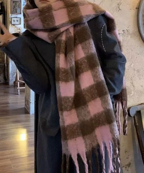 セール】チェック柄フリンジマフラー（マフラー）｜LAC-VERT（ラック