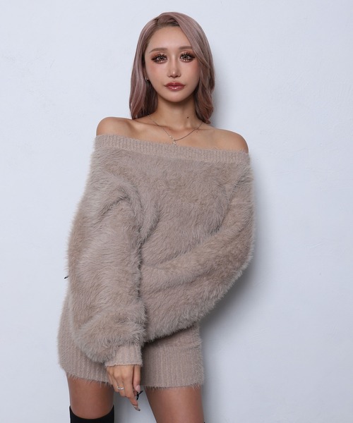 BLACKQUEEN（ブラッククイーン）の「【BLACKQUEEN】シャギーワンピース（ワンピース・メンズ・ベージュ/ブラック/ミックスグレー・M）」の4枚目の写真