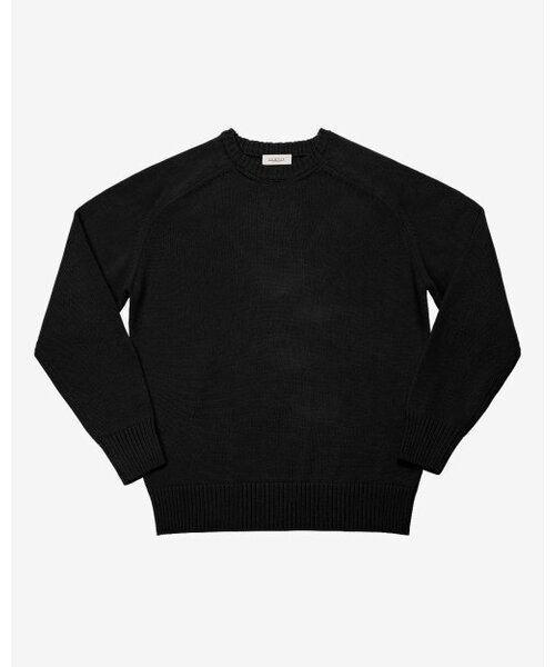 Saddle Crew neck Knit (Black)