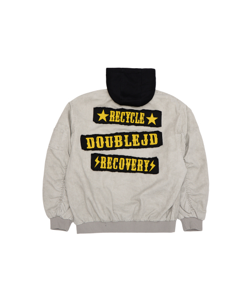 DOUBLE JD（ダブルジェイディー）の「パッチレタリングMA-1航空ジャンパー（グレー）（ブルゾン・レディース・その他・MEDIUM/LARGE）」の2枚目の写真