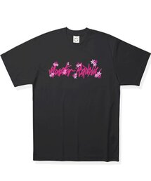 ムーブメントベーシックフラワーピンクTシャツブラック