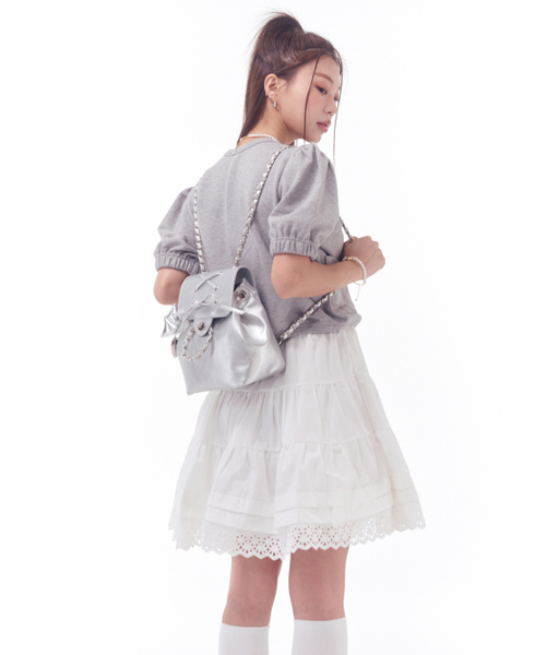 ANOETIC(アノエティック)の「SWEAT PUFF CARDIGAN_GREY(カーディガン/ボレロ・レディース・グレー・FREE)」の4枚目の写真