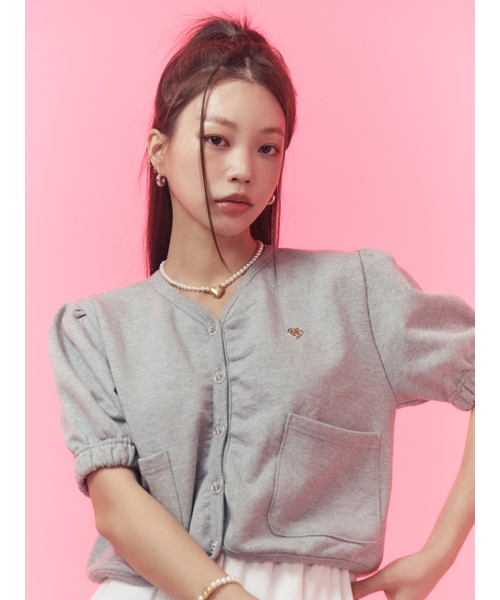 ANOETIC(アノエティック)の「SWEAT PUFF CARDIGAN_GREY(カーディガン/ボレロ・レディース・グレー・FREE)」の5枚目の写真