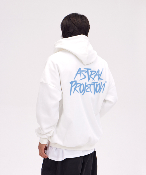 ASTRAL PROJECTION(アストラルプロジェクション)の「グラフィティレタリングオーバーサイズワイドショルダーフードジップアップ_ホワイト(パーカー・メンズ・その他・SMALL/MEDIUM/LARGE/X-LARGE)」の1枚目の写真
