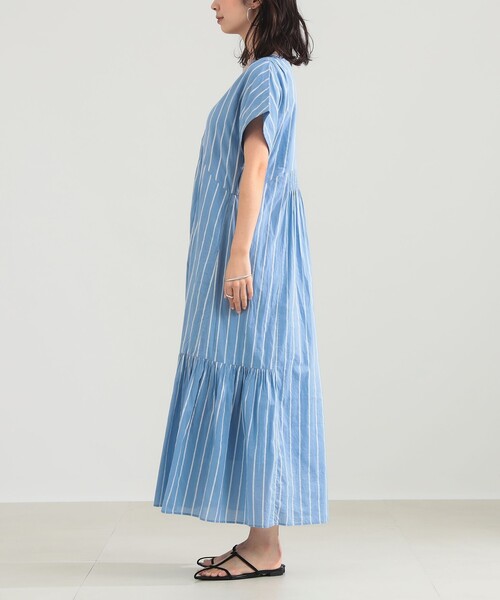 NE QUITTEZ PAS!（ヌキテパ）の「【別注】ne Quittez pas / ボイル ストライプ フレンチスリーブ ワンピース（ワンピース・レディース・チャコールグレー/ブルー・ONE SIZE）」の6枚目の写真