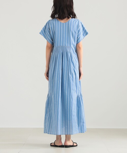 NE QUITTEZ PAS!（ヌキテパ）の「【別注】ne Quittez pas / ボイル ストライプ フレンチスリーブ ワンピース（ワンピース・レディース・チャコールグレー/ブルー・ONE SIZE）」の7枚目の写真