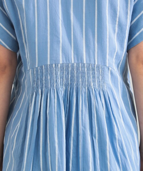 NE QUITTEZ PAS!（ヌキテパ）の「【別注】ne Quittez pas / ボイル ストライプ フレンチスリーブ ワンピース（ワンピース・レディース・チャコールグレー/ブルー・ONE SIZE）」の8枚目の写真