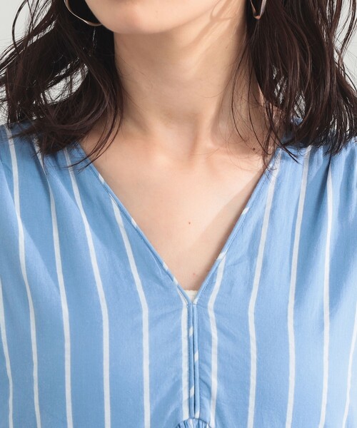 NE QUITTEZ PAS!（ヌキテパ）の「【別注】ne Quittez pas / ボイル ストライプ フレンチスリーブ ワンピース（ワンピース・レディース・チャコールグレー/ブルー・ONE SIZE）」の9枚目の写真