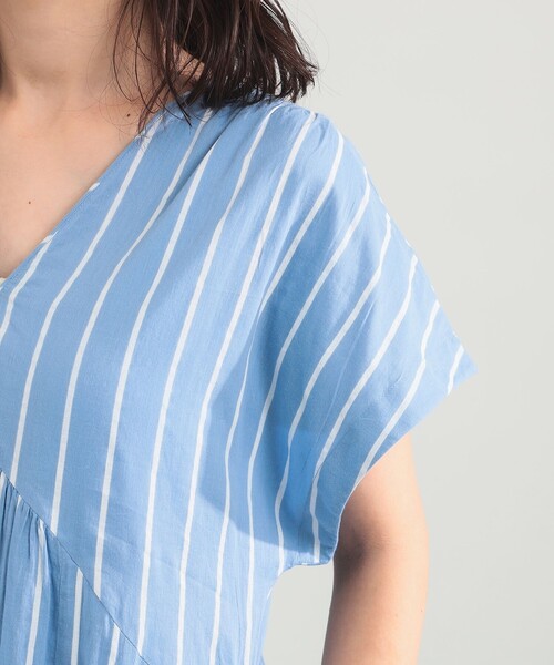 NE QUITTEZ PAS!（ヌキテパ）の「【別注】ne Quittez pas / ボイル ストライプ フレンチスリーブ ワンピース（ワンピース・レディース・チャコールグレー/ブルー・ONE SIZE）」の10枚目の写真