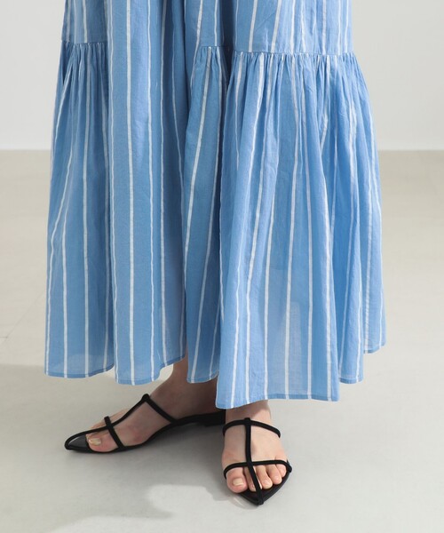 NE QUITTEZ PAS!（ヌキテパ）の「【別注】ne Quittez pas / ボイル ストライプ フレンチスリーブ ワンピース（ワンピース・レディース・チャコールグレー/ブルー・ONE SIZE）」の12枚目の写真