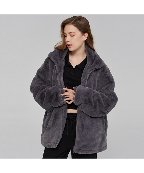 ミンクファーハイネックジャンパー チャコール