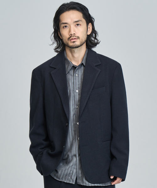 PRAIRIE(KR)（プレーリー）の「ウールリラックスドフィットブレザー (ダークネイビー)（テーラードジャケット・メンズ・ブラック/ダークネイビー・LARGE/SMALL/MEDIUM）」の2枚目の写真