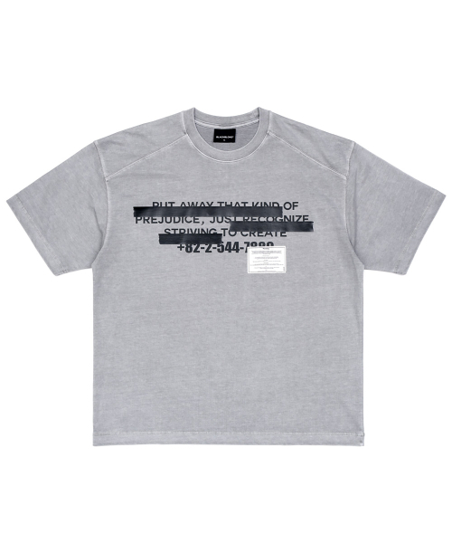 BLACK BLOND(ブラック ブロンド)の「ビビディ ヒドゥンスローガン ピグメント 半袖Tシャツ (グレー)(Tシャツ/カットソー・レディース・その他・MEDIUM/LARGE/X-LARGE)」の1枚目の写真