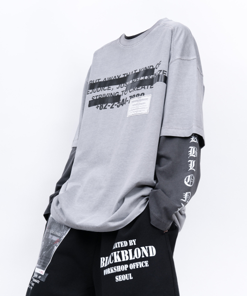 BLACK BLOND(ブラック ブロンド)の「ビビディ ヒドゥンスローガン ピグメント 半袖Tシャツ (グレー)(Tシャツ/カットソー・レディース・その他・MEDIUM/LARGE/X-LARGE)」の5枚目の写真