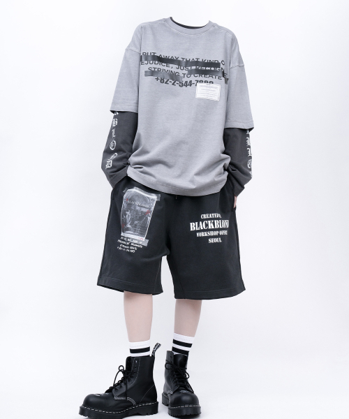 BLACK BLOND(ブラック ブロンド)の「ビビディ ヒドゥンスローガン ピグメント 半袖Tシャツ (グレー)(Tシャツ/カットソー・レディース・その他・MEDIUM/LARGE/X-LARGE)」の7枚目の写真