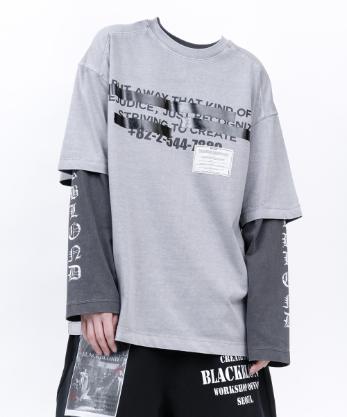 BLACK BLOND(ブラック ブロンド)の「ビビディ ヒドゥンスローガン ピグメント 半袖Tシャツ (グレー)(Tシャツ/カットソー・レディース・その他・MEDIUM/LARGE/X-LARGE)」の8枚目の写真