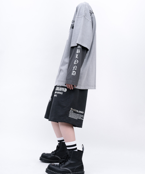 BLACK BLOND(ブラック ブロンド)の「ビビディ ヒドゥンスローガン ピグメント 半袖Tシャツ (グレー)(Tシャツ/カットソー・レディース・その他・MEDIUM/LARGE/X-LARGE)」の9枚目の写真
