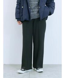 Samansa Mos2 blue | カットジョーゼット裏ボンディングパンツ(その他パンツ)