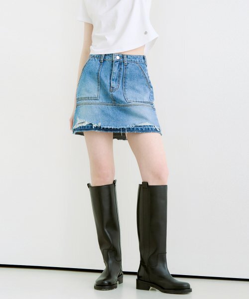 ADAUL(アダウル)の「ティアヴィンテージダメージデニムミニスカート - ブルー(スカート・レディース・その他・SMALL/MEDIUM)」の1枚目の写真