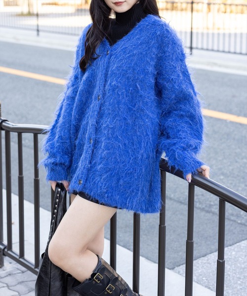 CLEAR BASIC（クリアベーシック）の「シャギーニットカーディガン[オフィスカジュアル 着回し抜群 大人]≪AW新作≫（カーディガン/ボレロ・レディース・ブルー/グレー/ブラウン・F）」の4枚目の写真