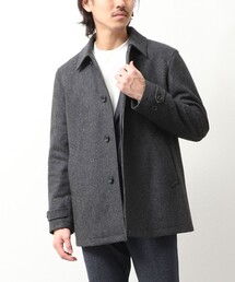 ≪ビジカジ対応≫カシミヤ混 ステンカラーハーフコート