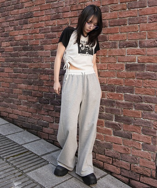 WEGO（ウィゴー）の「WEGO/【26年春夏新作】カーブデザインスウェットパンツ（スウェットパンツ・レディース・杢グレー/スミクロ/その他1・MEDIUM/SMALL）」の4枚目の写真