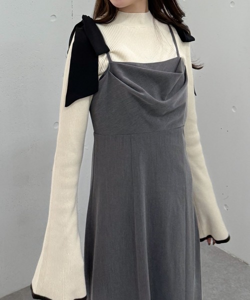 archives(アルシーヴ)の「2way肩リボンキャミワンピース(ワンピース・レディース・チャコールグレー/モカ/ブラック・MEDIUM)」の10枚目の写真