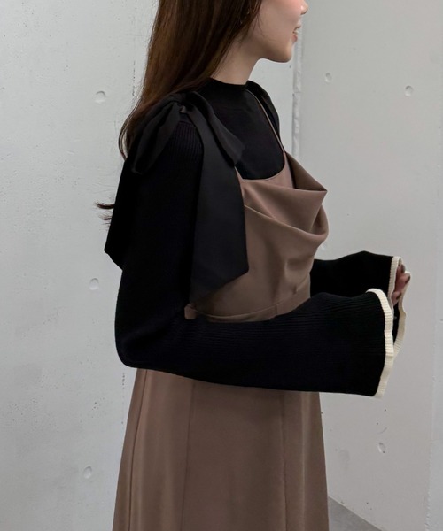 archives(アルシーヴ)の「2way肩リボンキャミワンピース(ワンピース・レディース・チャコールグレー/モカ/ブラック・MEDIUM)」の19枚目の写真