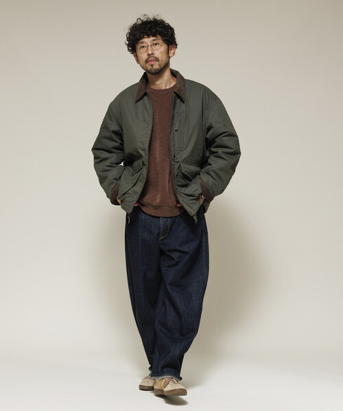 セール】襟コーデュロイ切り替え コットンナイロンブルゾン