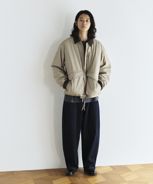 セール】襟コーデュロイ切り替え コットンナイロンブルゾン