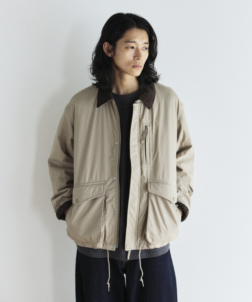 セール】襟コーデュロイ切り替え コットンナイロンブルゾン