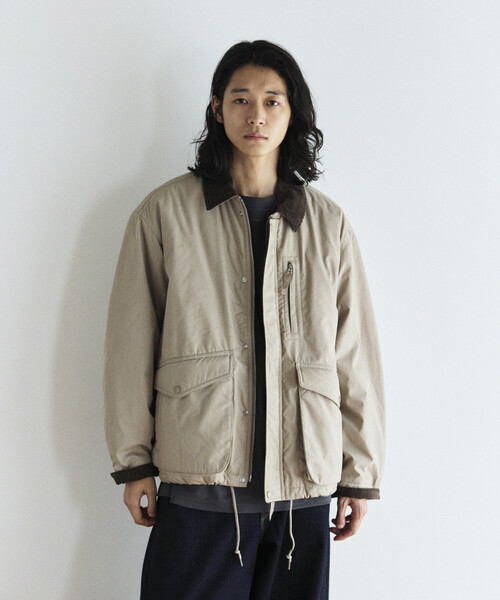 セール】襟コーデュロイ切り替え コットンナイロンブルゾン