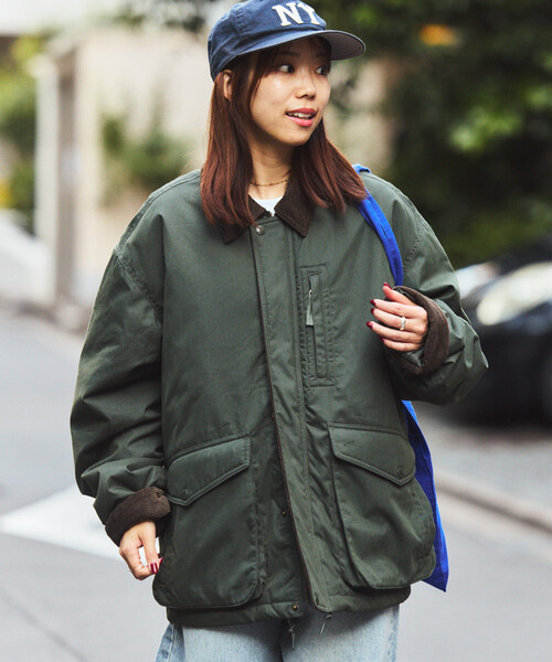 セール】襟コーデュロイ切り替え コットンナイロンブルゾン