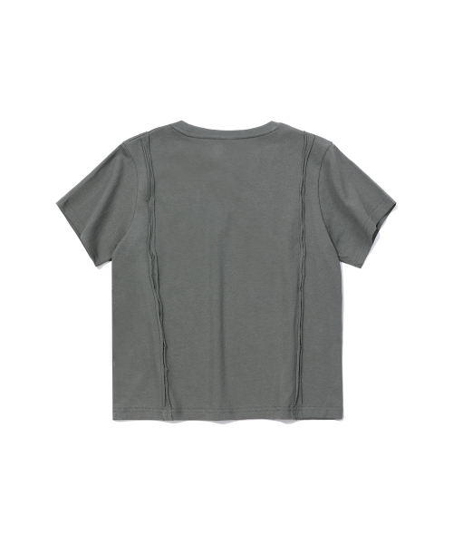 EPISODE UNTITLED(エピソードアンタイトルド)の「CROP CUT-OFF LOGO RING POINT T-SHIRT_GREY(Tシャツ/カットソー・レディース・その他・1)」の2枚目の写真