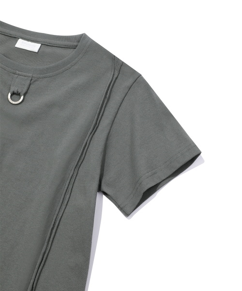 EPISODE UNTITLED(エピソードアンタイトルド)の「CROP CUT-OFF LOGO RING POINT T-SHIRT_GREY(Tシャツ/カットソー・レディース・その他・1)」の5枚目の写真