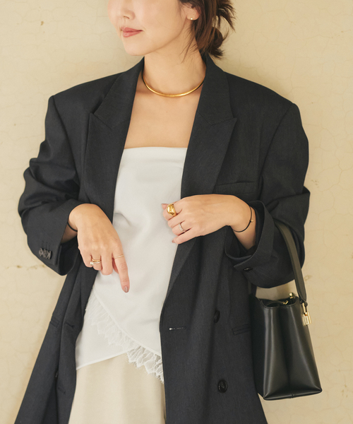 plage（プラージュ）の「Silk mix lace ストール（ストール/ショール・レディース・ブラック/ホワイト・FREE）」の2枚目の写真