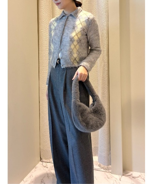 ESTNATION（エストネーション）の「ESTNATION / エコファー ワンハンドルバッグ（ショルダーバッグ・レディース・オフホワイト/グレー/ライトブルー・FREE）」の9枚目の写真