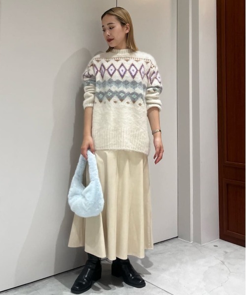 ESTNATION（エストネーション）の「ESTNATION / エコファー ワンハンドルバッグ（ショルダーバッグ・レディース・オフホワイト/グレー/ライトブルー・FREE）」の12枚目の写真