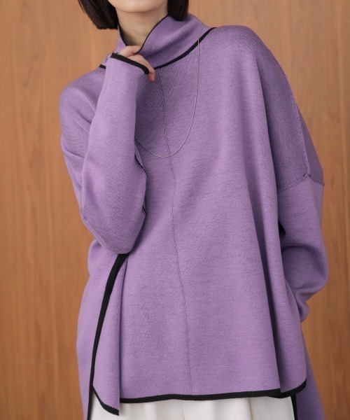 Bou Jeloud(ブージュルード)の「リバーシブルWフェイスポンチョ風ニットプルオーバー(ニット/セーター・レディース・ライトグレー/イエロー系その他/ブラック系その他・FREE)」の4枚目の写真