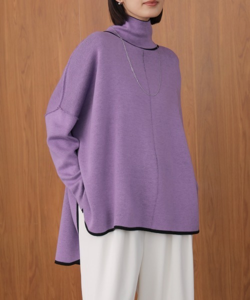 Bou Jeloud(ブージュルード)の「リバーシブルWフェイスポンチョ風ニットプルオーバー(ニット/セーター・レディース・ライトグレー/イエロー系その他/ブラック系その他・FREE)」の11枚目の写真