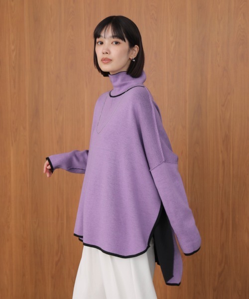 Bou Jeloud(ブージュルード)の「リバーシブルWフェイスポンチョ風ニットプルオーバー(ニット/セーター・レディース・ライトグレー/イエロー系その他/ブラック系その他・FREE)」の13枚目の写真