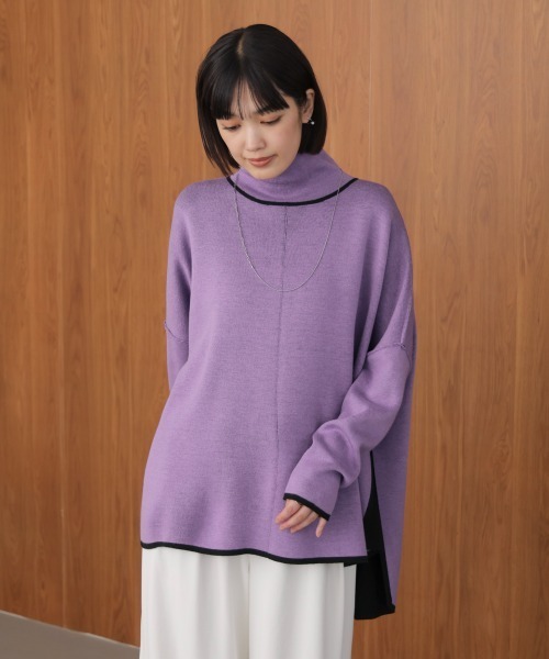 Bou Jeloud(ブージュルード)の「リバーシブルWフェイスポンチョ風ニットプルオーバー(ニット/セーター・レディース・ライトグレー/イエロー系その他/ブラック系その他・FREE)」の16枚目の写真