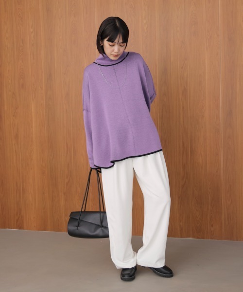 Bou Jeloud(ブージュルード)の「リバーシブルWフェイスポンチョ風ニットプルオーバー(ニット/セーター・レディース・ライトグレー/イエロー系その他/ブラック系その他・FREE)」の17枚目の写真