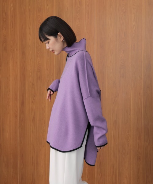 Bou Jeloud(ブージュルード)の「リバーシブルWフェイスポンチョ風ニットプルオーバー(ニット/セーター・レディース・ライトグレー/イエロー系その他/ブラック系その他・FREE)」の18枚目の写真