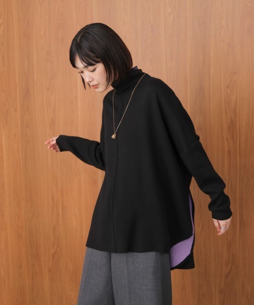 Bou Jeloud(ブージュルード)の「リバーシブルWフェイスポンチョ風ニットプルオーバー(ニット/セーター・レディース・ライトグレー/イエロー系その他/ブラック系その他・FREE)」の7枚目の写真