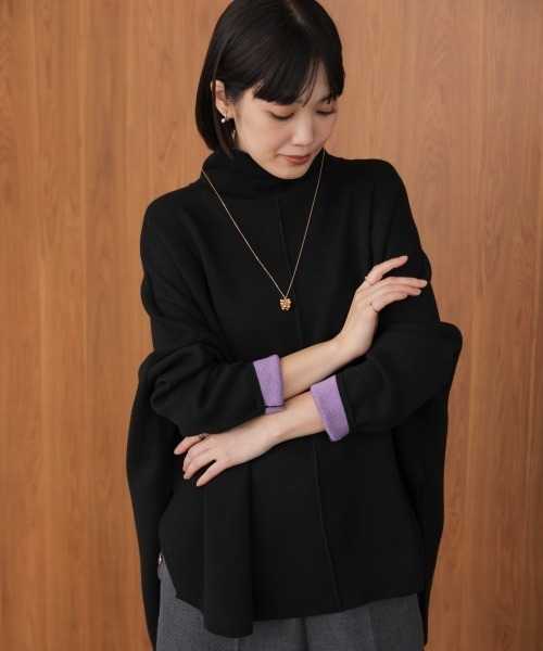 Bou Jeloud(ブージュルード)の「リバーシブルWフェイスポンチョ風ニットプルオーバー(ニット/セーター・レディース・ライトグレー/イエロー系その他/ブラック系その他・FREE)」の21枚目の写真